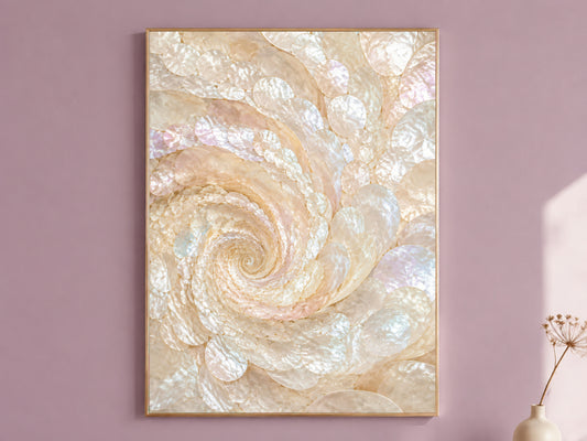 Capiz Shell Wall Art, Iridescent Pearl Swirl Print - Digital Download