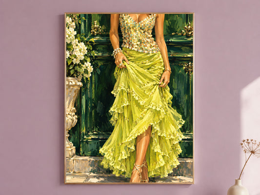Fashion Editorial Wall Art, Impasto Oil Painting Print - Digital Download