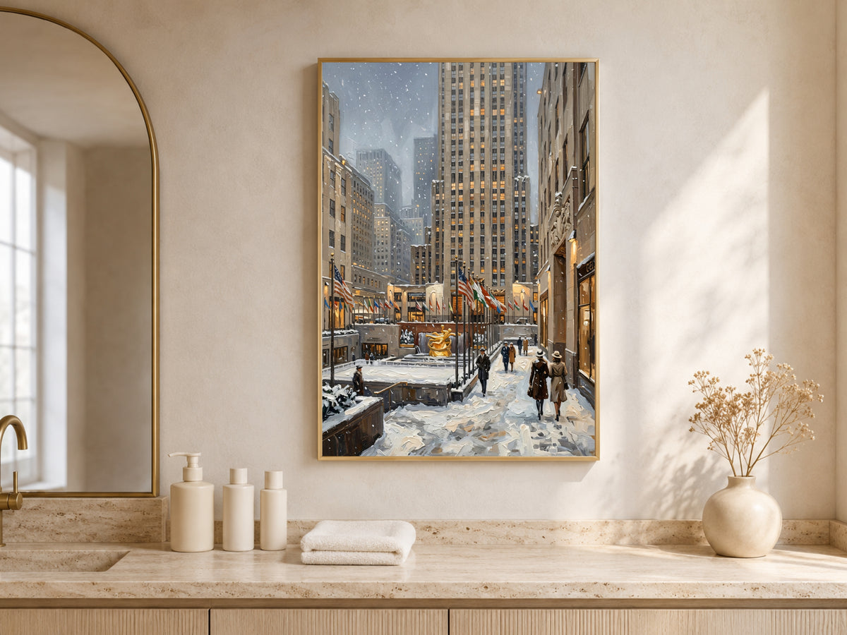 New York Winter Wall Art, Snowy NYC Print - Digital Download
