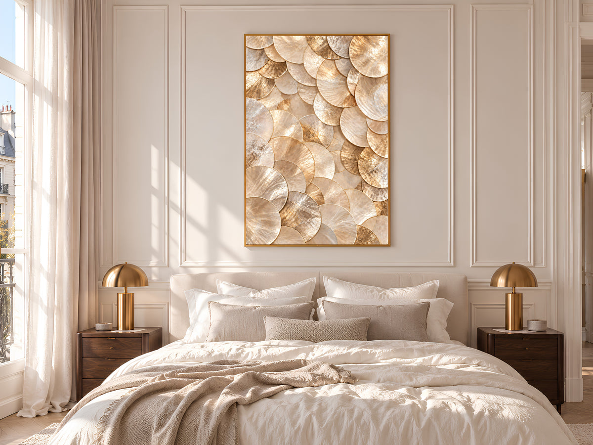 Gold Capiz Shell Print, Metallic Gold Shell Wall Art, Glam Abstract Texture Art, Printable Digital Download