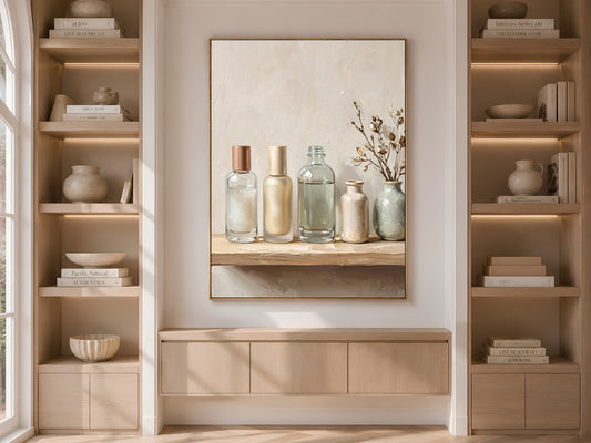 Bathroom Vanity Wall Art, Impasto Oil Painting Print - Digital Download