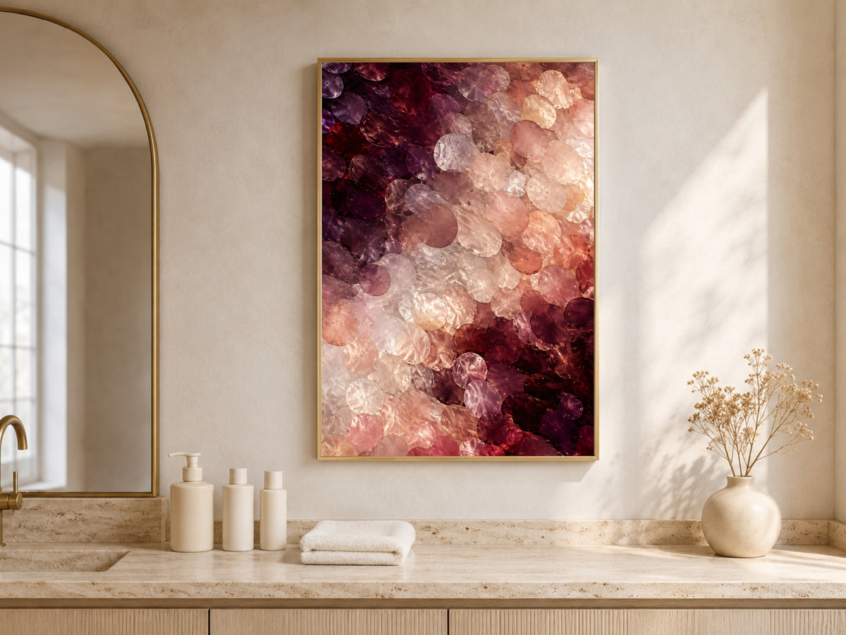 Merlot Capiz Shell Wall Art, Moody Wine Ombre Print - Digital Download