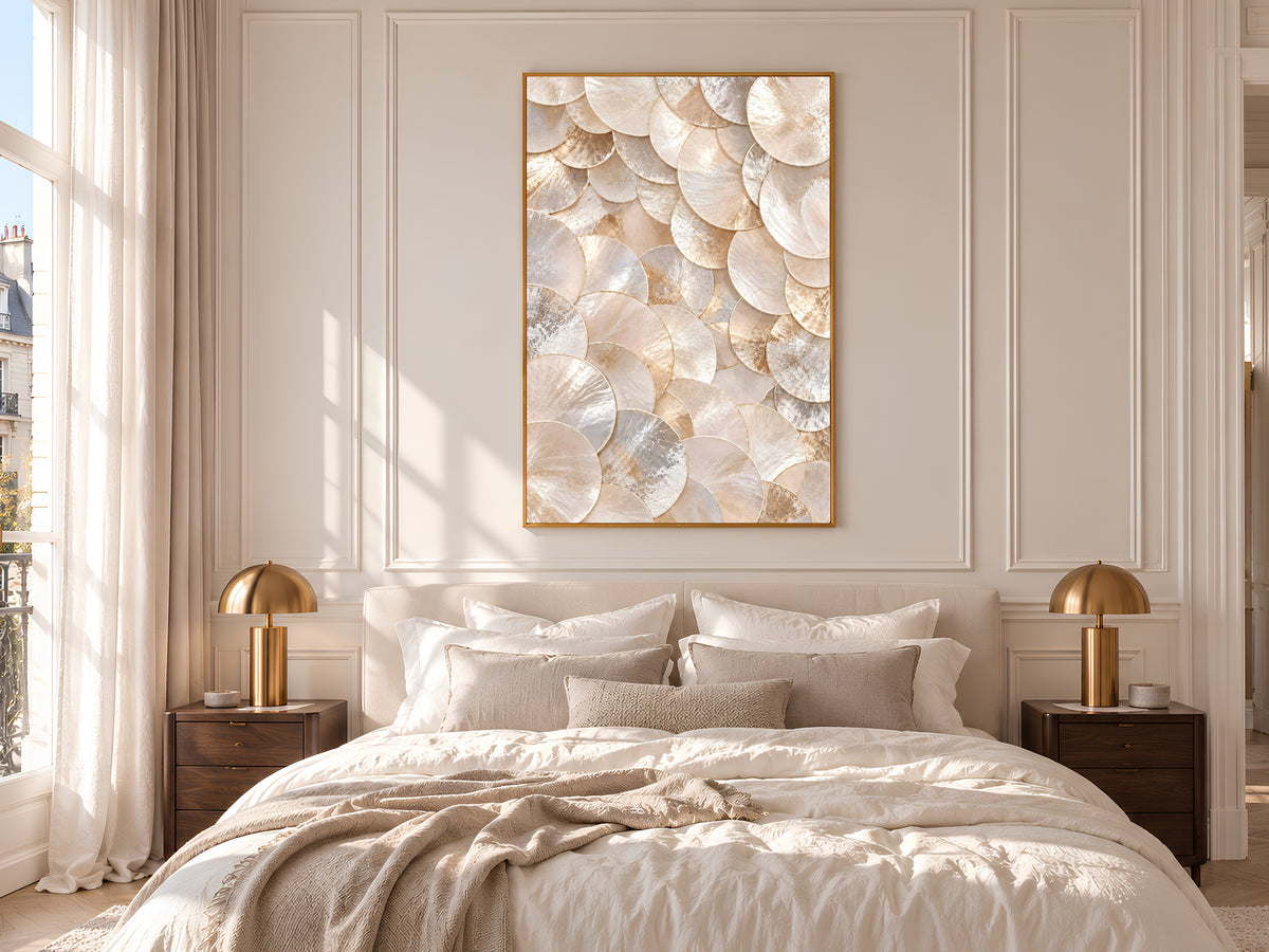 Neutral Capiz Shell Print, Champagne Pearl Shell Wall Art, Beige Abstract Texture Art, Printable Digital Download