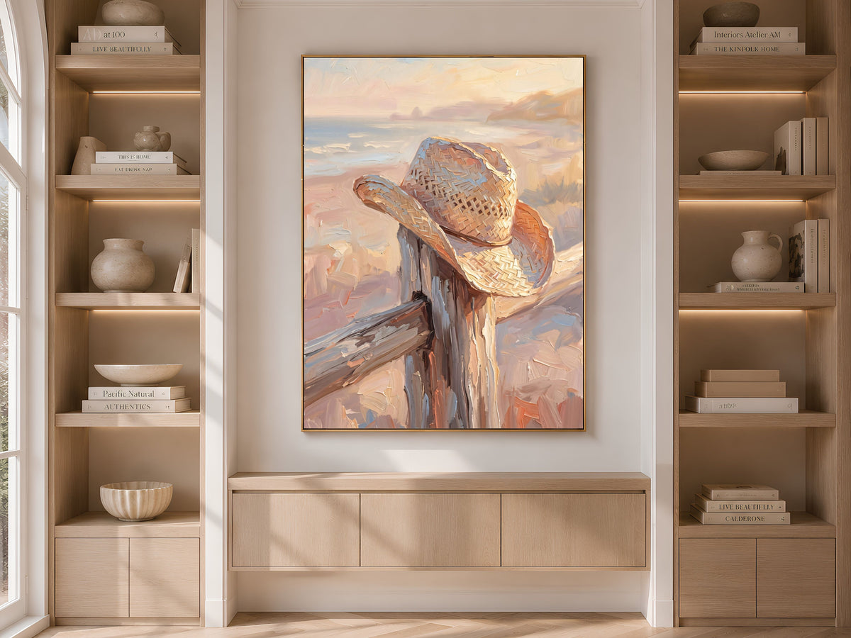 Cowboy Hat Wall Art, Impasto Oil Painting Print - Digital Download