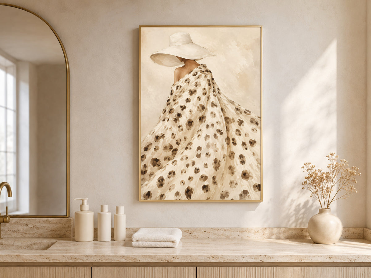 Leopard Print Fashion Wall Art, Couture Gown Painting - Digital Download