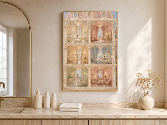 Cutaway House Wall Art, French Riviera Print - Digital Download