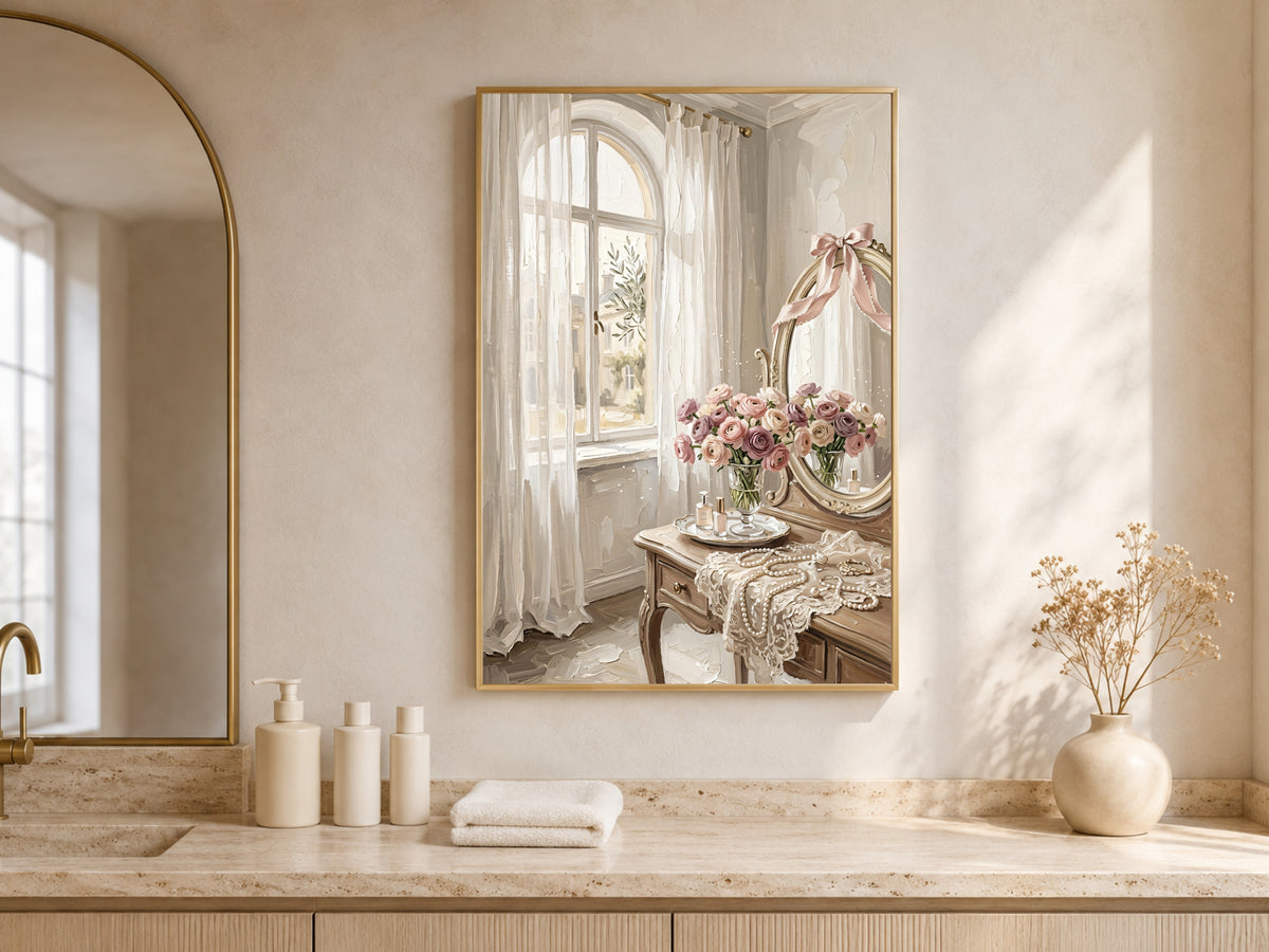 Coquette Vanity Print, Vintage Vanity Wall Art - Digital Download