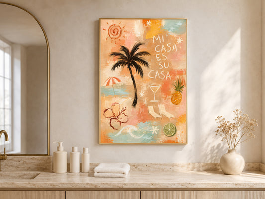 Mi Casa Es Su Casa Wall Art, Tropical Boho Beach Print - Digital Download