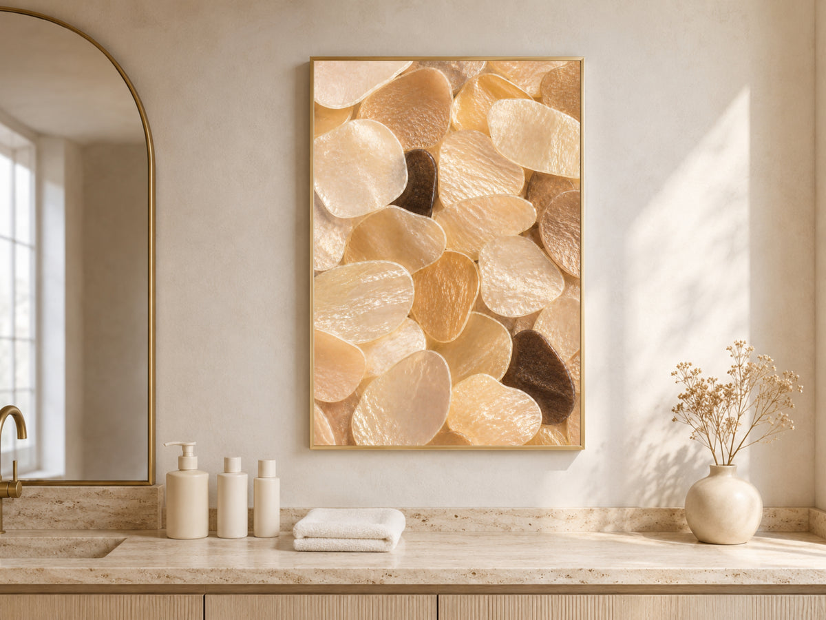 Honey Gold Capiz Shell Wall Art, Amber Espresso Accent Print - Digital Download