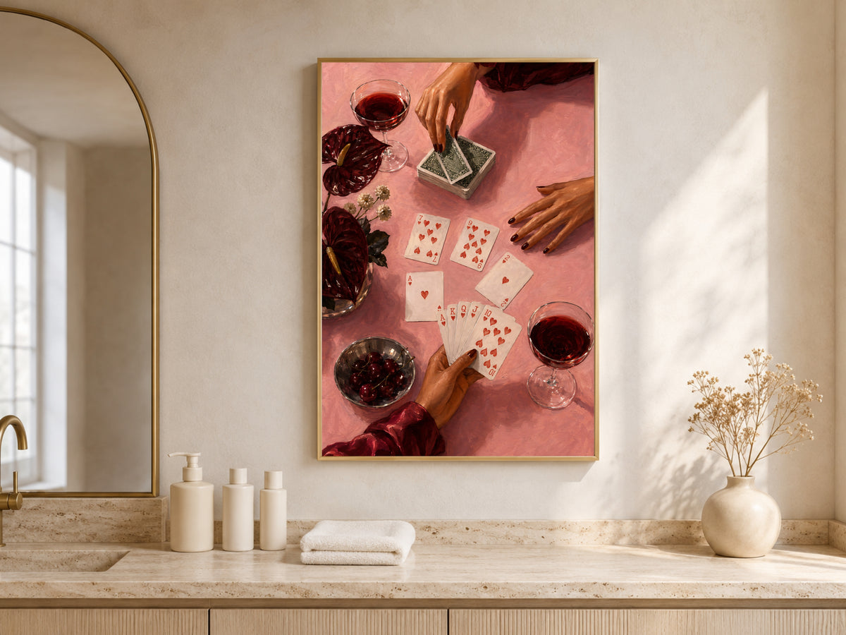 Playing Cards Wall Art, Moody Poker Night Print - Digital Download