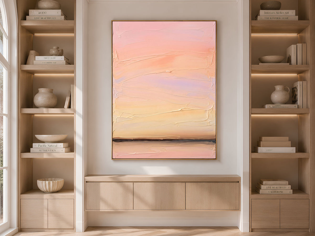 Sunset Gradient Wall Art, Impasto Oil Painting Print - Digital Download