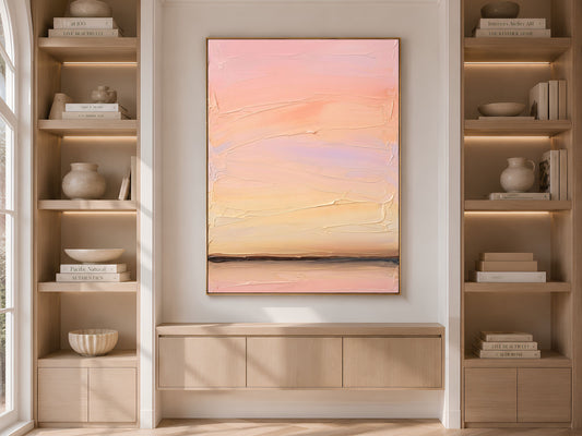 Sunset Gradient Wall Art, Impasto Oil Painting Print - Digital Download