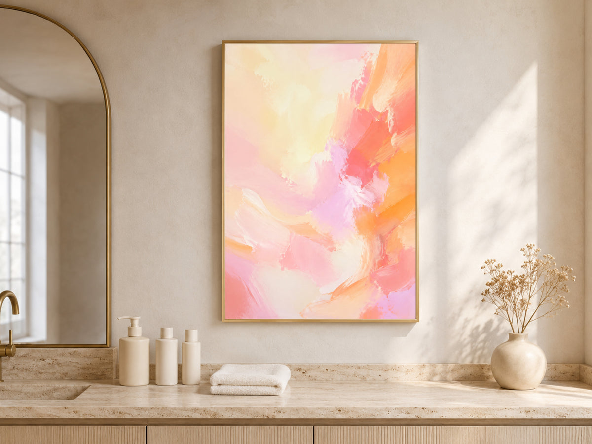 Peach Pink Abstract Wall Art, Sherbet Dopamine Decor Print - Digital Download
