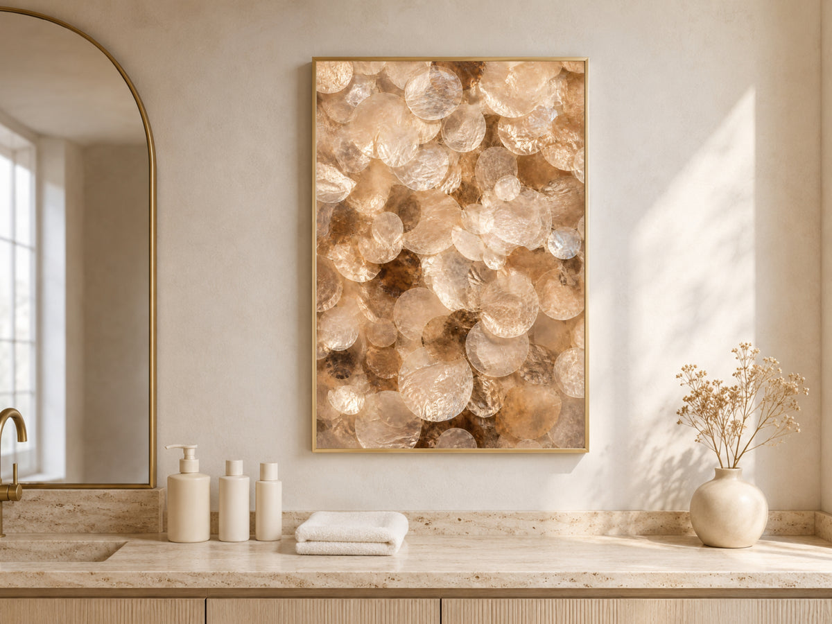 Caramel Capiz Shell Wall Art, Tortoiseshell Ombre Print - Digital Download