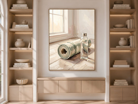 Yoga Mat Wall Art, Impasto Oil Painting Print - Digital Download