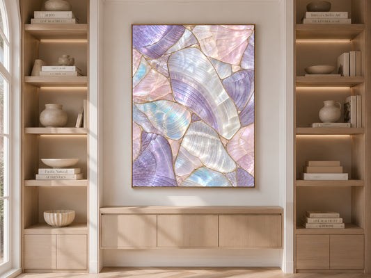 Lilac Mother of Pearl Wall Art, Purple Iridescent Shell Print, Pastel Opal Mosaic, Girly Bedroom Decor, Mermaidcore Poster, Instant Download