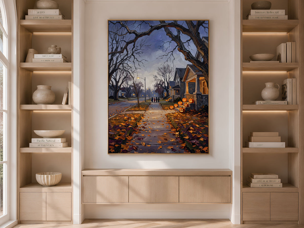 Trick or Treat Wall Art, Impasto Oil Painting Print - Digital Download