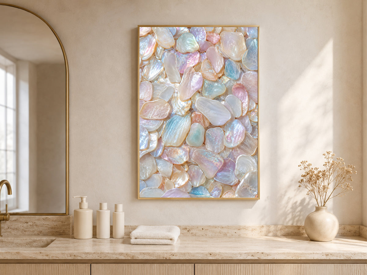 Iridescent Capiz Shell Wall Art, Opal Pearlcore Print - Digital Download