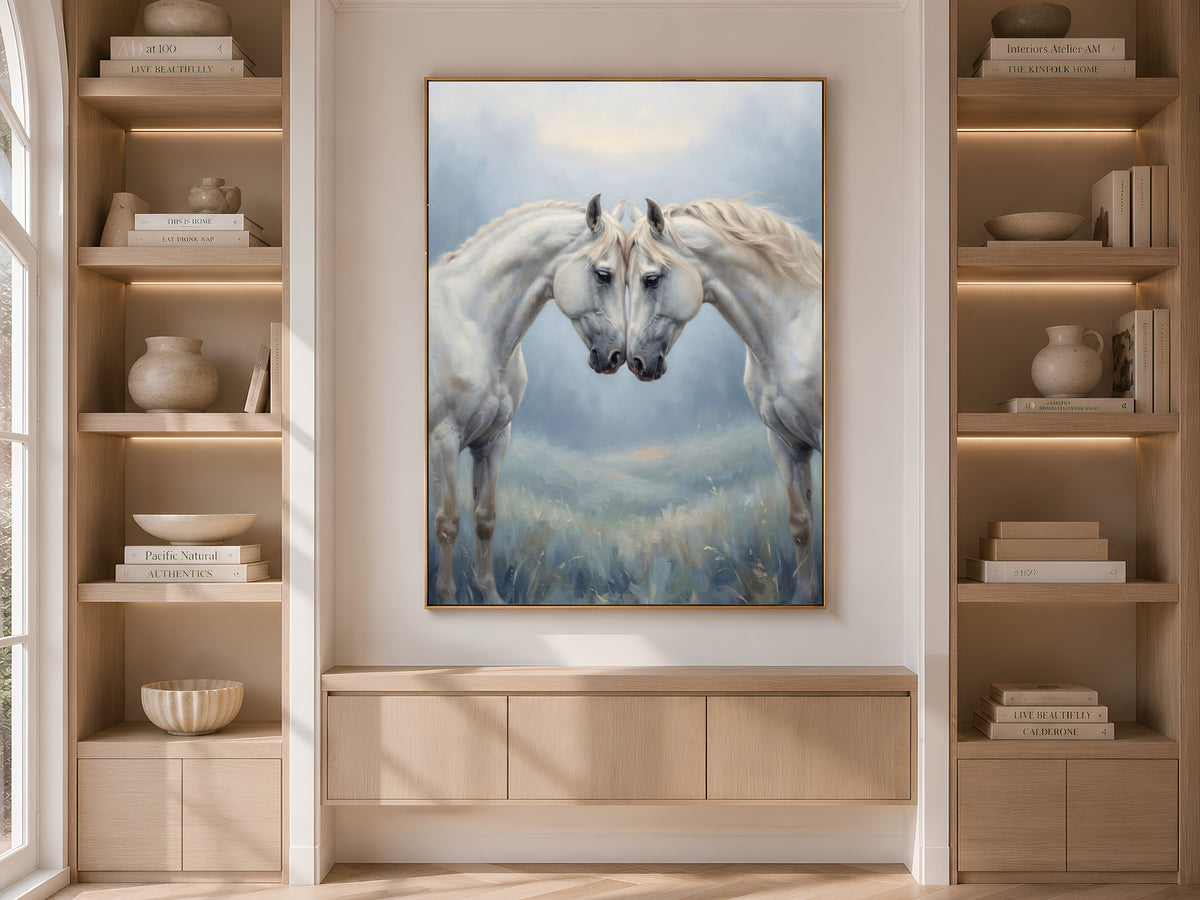 White Horse Wall Art, Romantic Equestrian Print - Digital Download