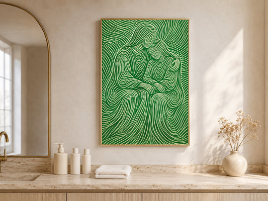Abstract Couple Embrace Wall Art - Digital Download
