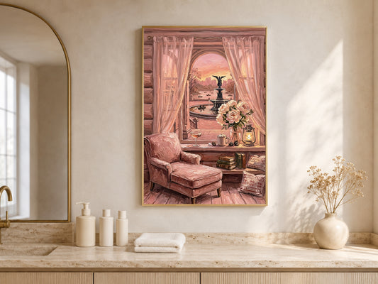Bethesda Fountain Print, Central Park Sunset Wall Art - Digital Download
