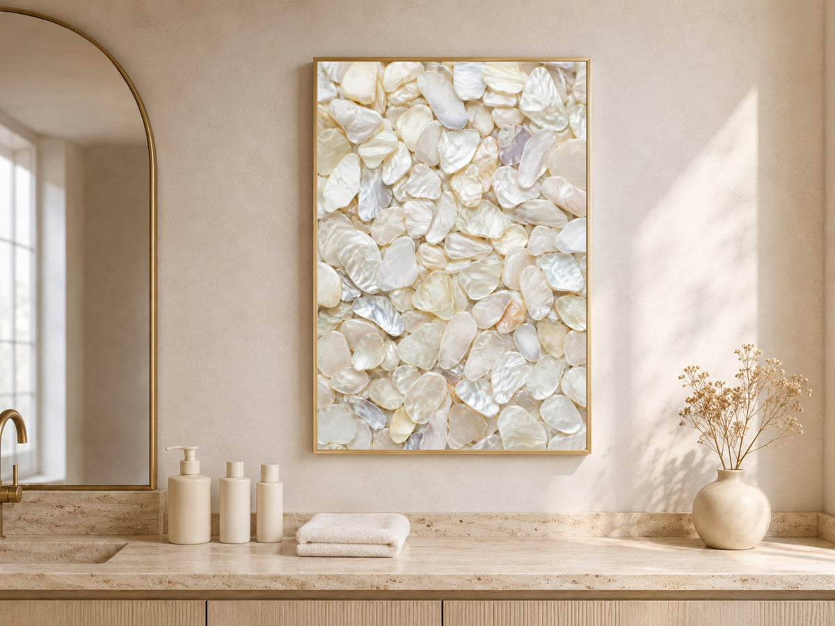 White Capiz Shell Wall Art, Mother of Pearl Print - Digital Download