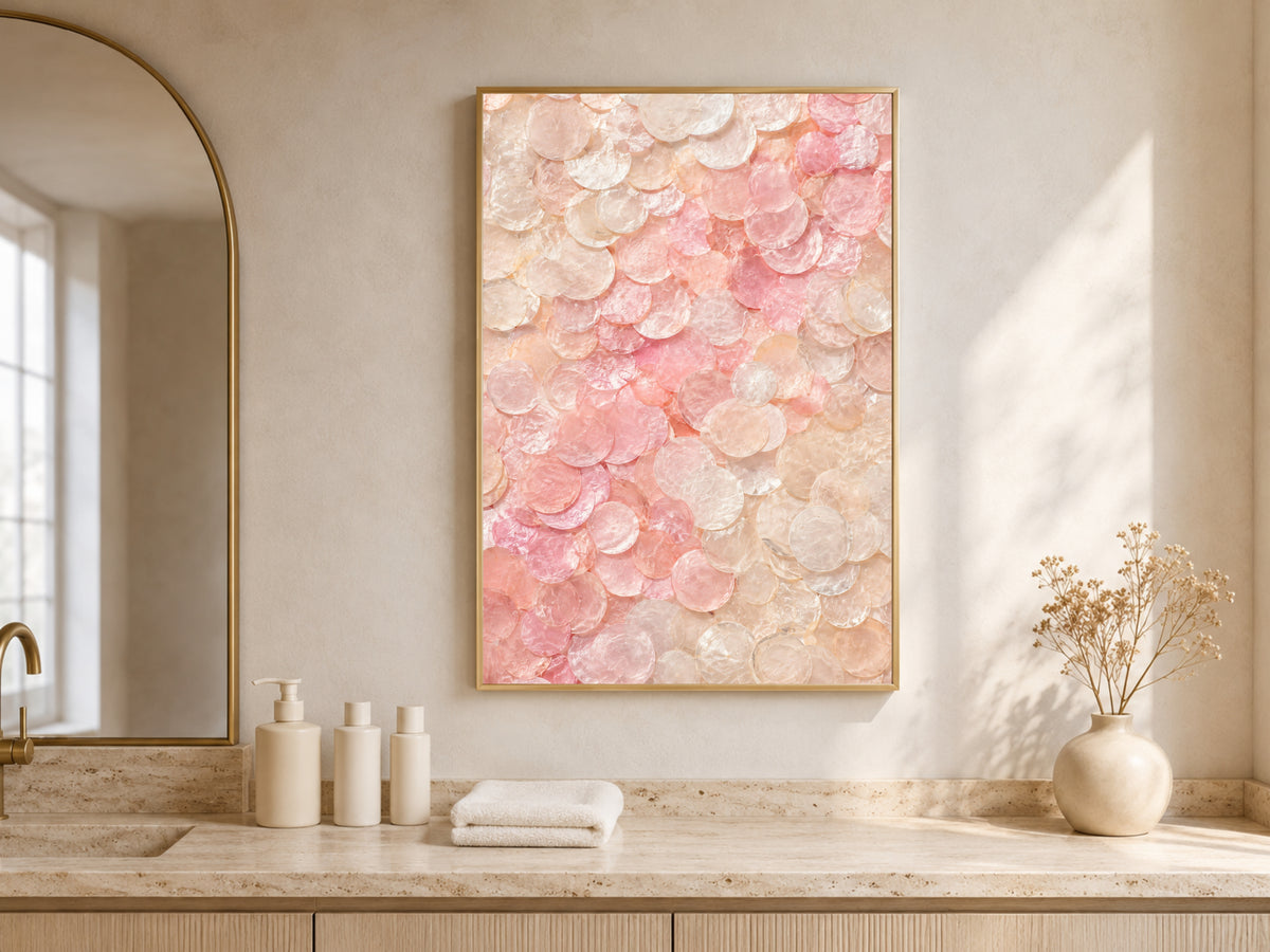 Blush Pink Wall Art, Capiz Shell Abstract Print - Digital Download