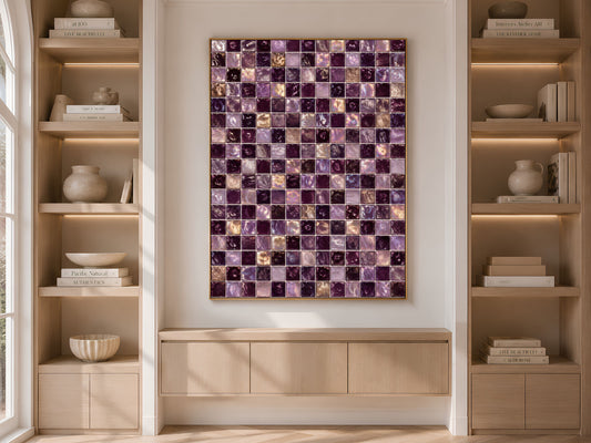 Purple Mosaic Wall Art, Lavender Glass Tile Print - Digital Download