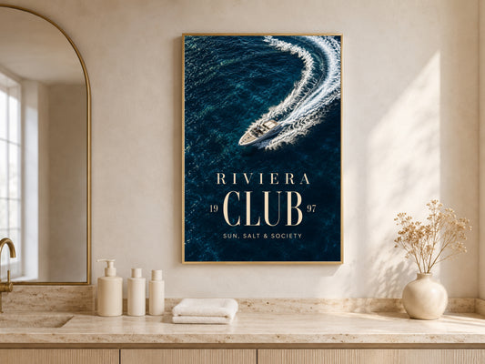 Riviera Club Yacht Poster, Old Money Aesthetic Print - Digital Download