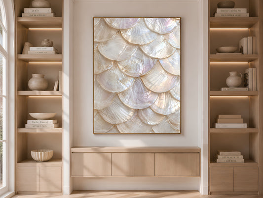 Mother of Pearl Wall Art, Iridescent Shell Print - Digital Download