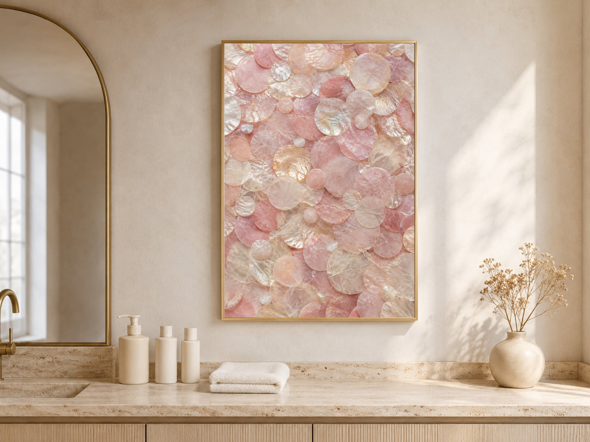 Rose Quartz Wall Art, Capiz Shell Abstract Print - Digital Download