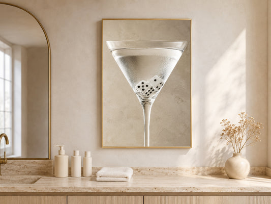 Martini Wall Art, Neutral Cocktail Print, Bar Cart Decor - Digital Download