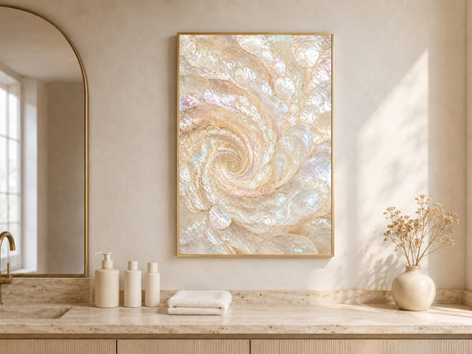 Capiz Shell Wall Art, Iridescent Pearl Swirl Print - Digital Download