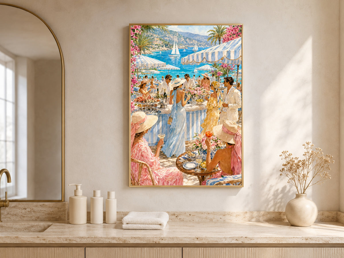 French Riviera Wall Art, Coastal Aperitivo Print - Digital Download