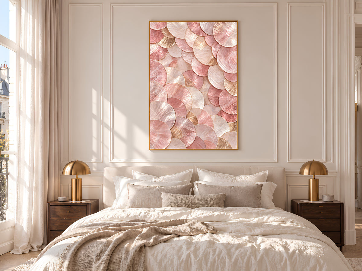 Pink Capiz Shell Print, Blush Pearl Shell Wall Art, Rose Gold Abstract Art, Printable Digital Download