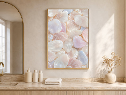 Blush Pearl Capiz Shell Wall Art, Soft Pink Ivory Print - Digital Download