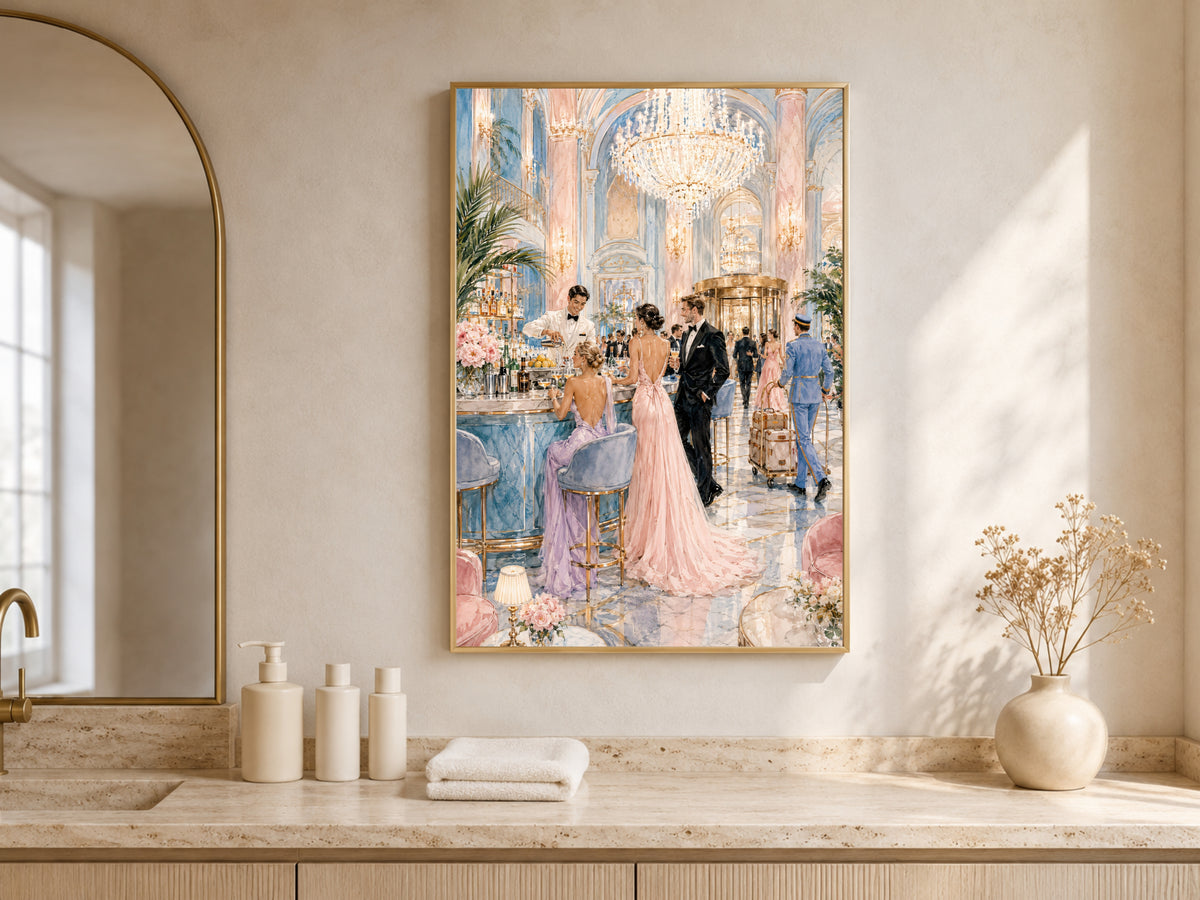 Grand Hotel Lobby Wall Art, Old Money Aesthetic Print - Digital Download