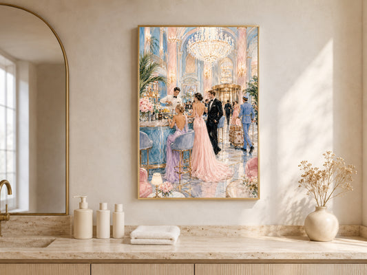 Grand Hotel Lobby Wall Art, Old Money Aesthetic Print - Digital Download