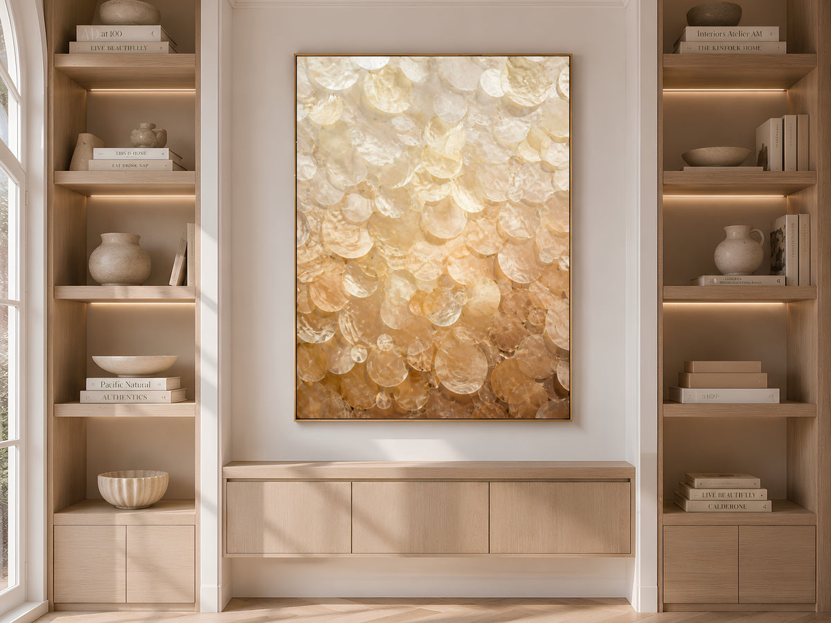 Amber Capiz Shell Wall Art, Earth Tone Ombre Print - Digital Download