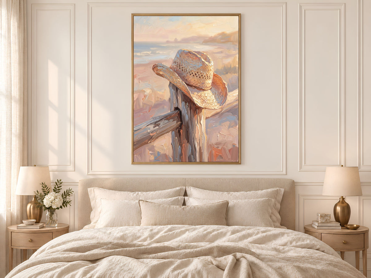 Cowboy Hat Wall Art, Impasto Oil Painting Print - Digital Download