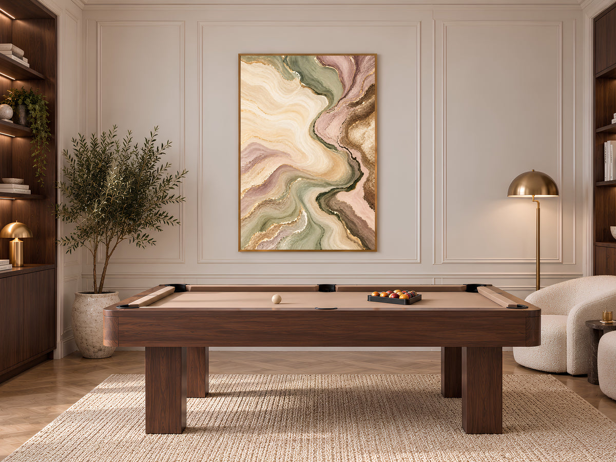 Sage Green and Blush Abstract Wall Art, Marble Swirl Painting Print with Gold Veins, Printable Pastel Neutral Decor, Digital Download