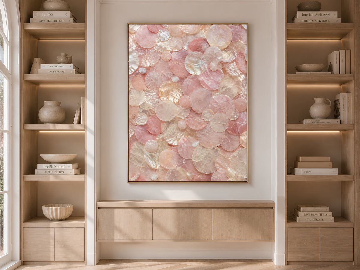 Rose Quartz Wall Art, Capiz Shell Abstract Print - Digital Download