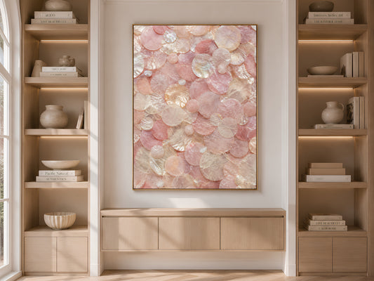 Rose Quartz Wall Art, Capiz Shell Abstract Print - Digital Download