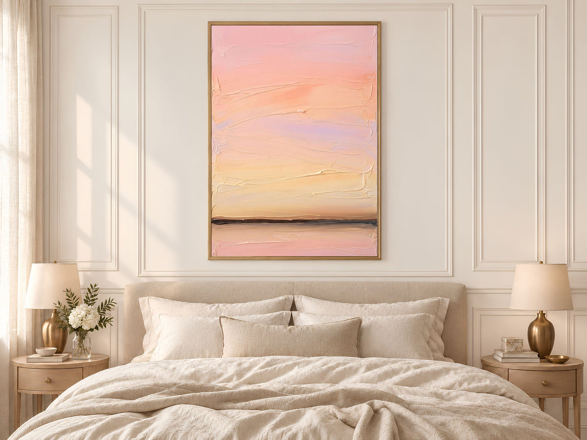 Sunset Gradient Wall Art, Impasto Oil Painting Print - Digital Download