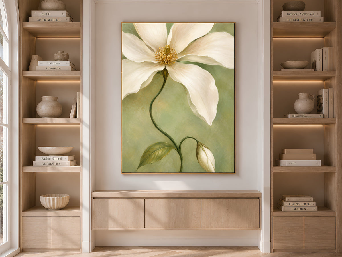 Magnolia Wall Art, Sage Green Botanical Print - Digital Download