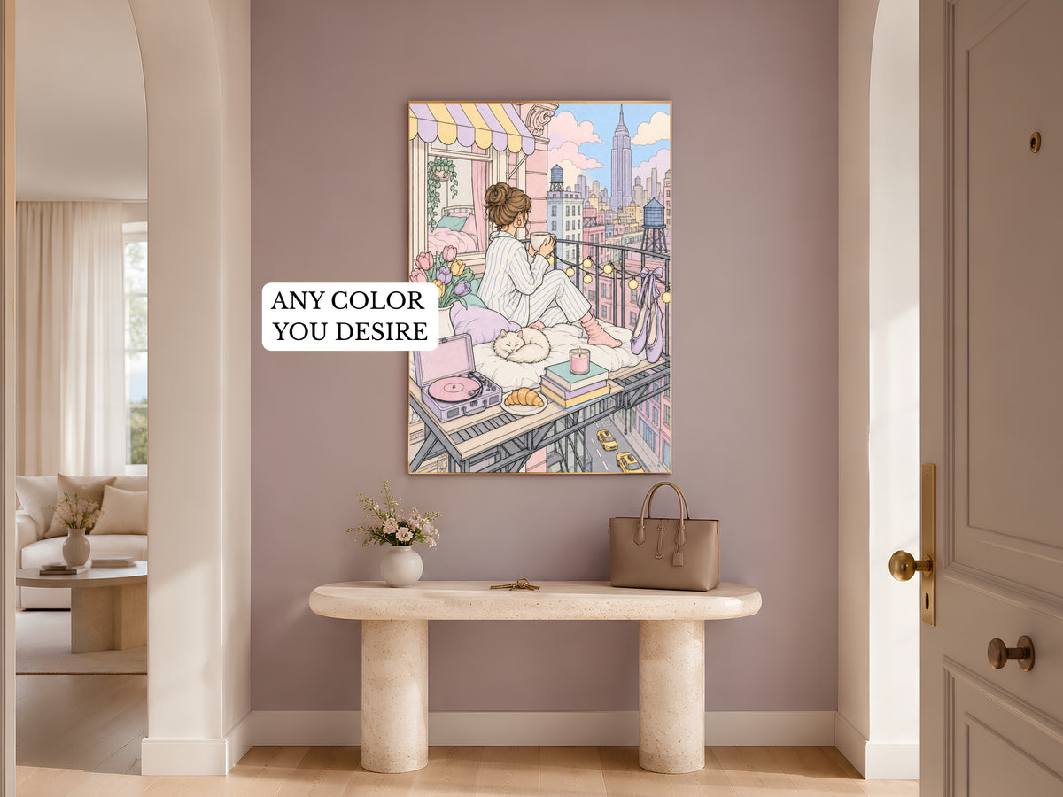 Color Your Own Wall Art, NYC Apartment Line Art Print - Digital Download