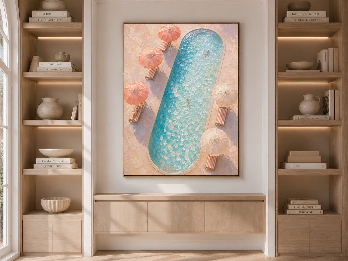 Aerial Swimming Pool Wall Art, Coastal Riviera Print - Digital Download