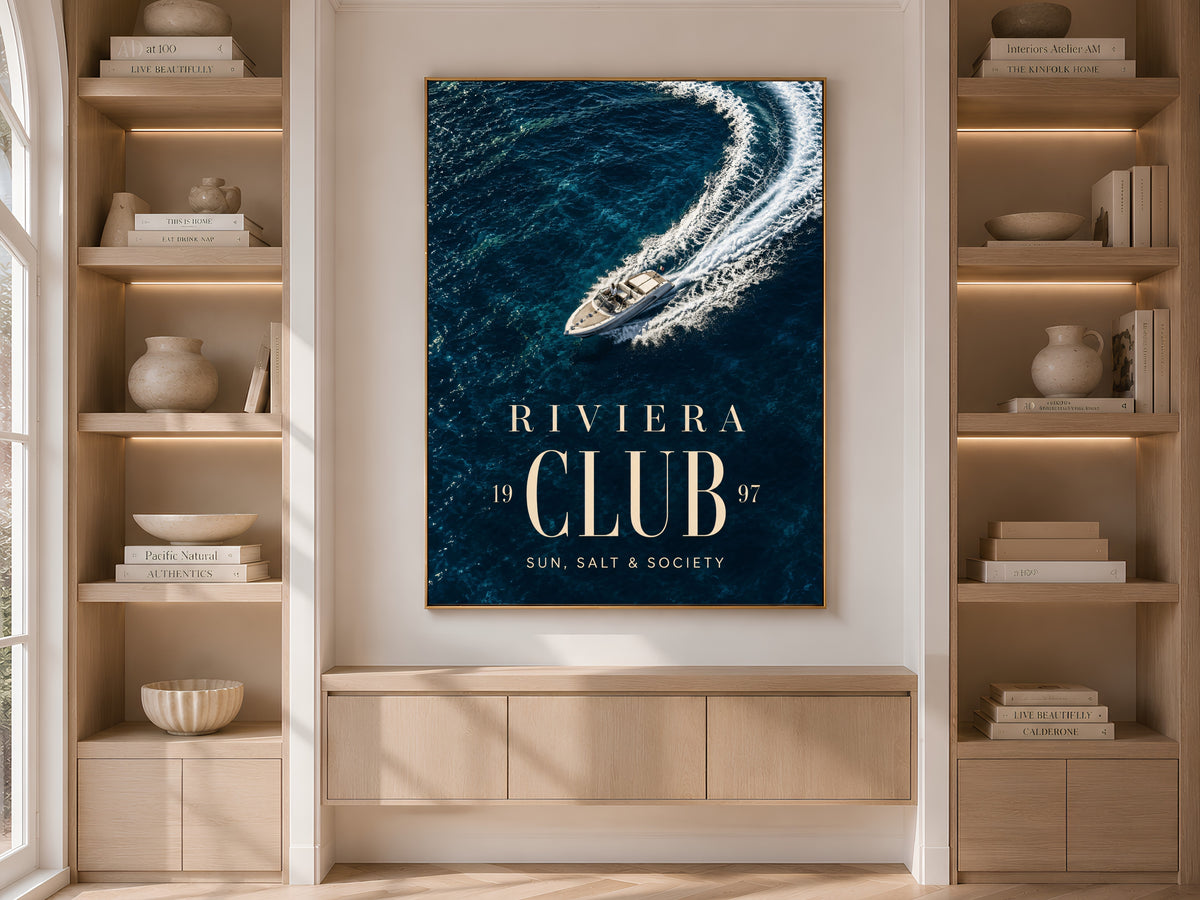 Riviera Club Yacht Poster, Old Money Aesthetic Print - Digital Download