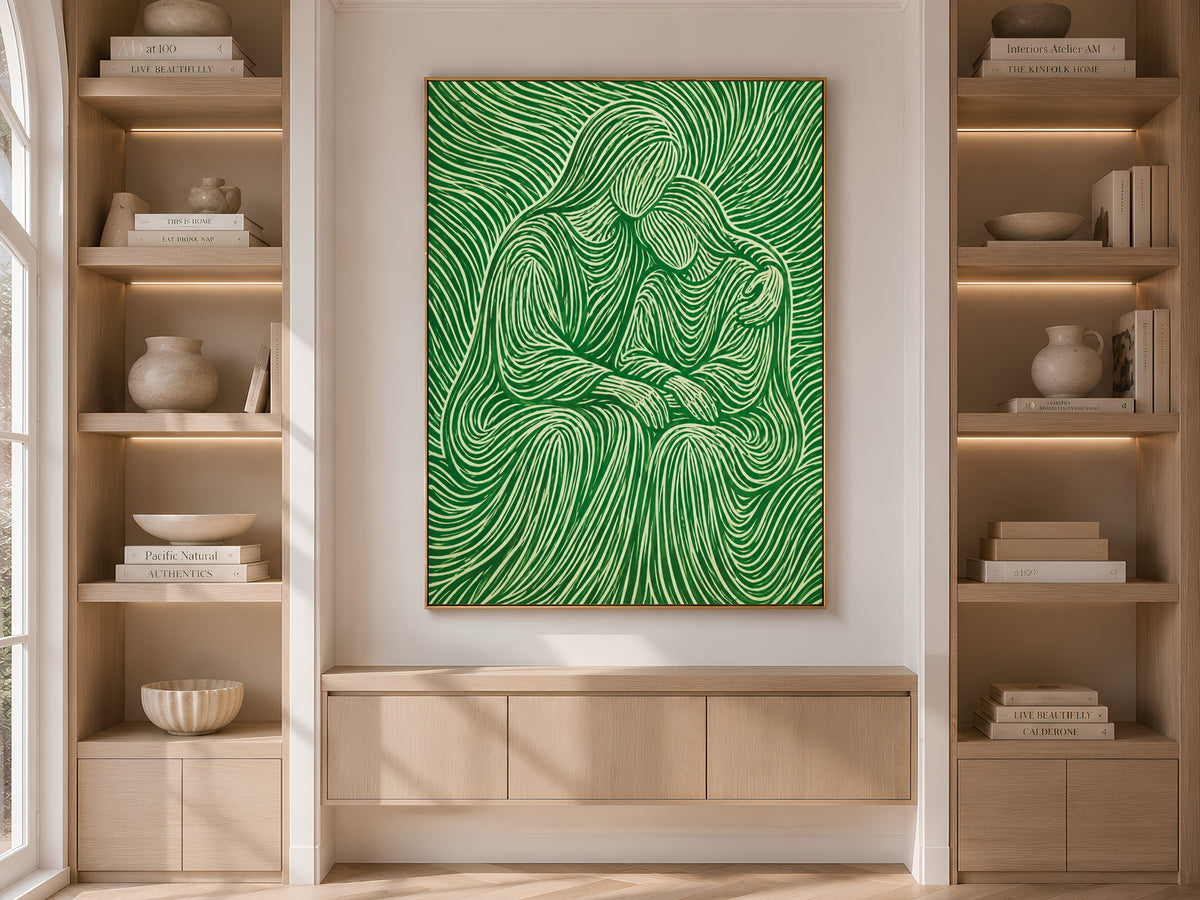 Abstract Couple Embrace Wall Art - Digital Download