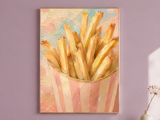 French Fries Wall Art Print, Impasto Oil Painting - Digital Download